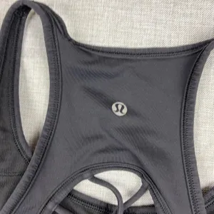 Lululemon Sports Bra Womens 10 Black Lattice Back Racerback Medium Support Yoga thumbnail 3