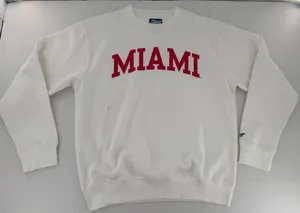 Blue 84 Miami University Unisex Large Crewneck Sweatshirt White Red Spellout thumbnail 1