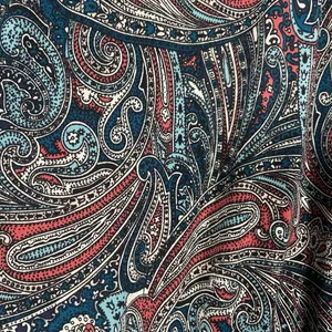 TALBOTS Teal‎ Paisley Stretch Shirred Blouson Midi Dress Size L Large Classic thumbnail 5