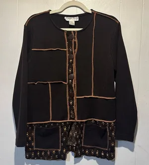 Vintage‎ patchwork cardigan size S Brown thumbnail 1