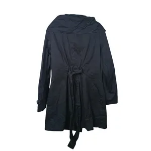 Louie Louie Double Breasted Belted Trench Coat Womens M Black Utility Scandi thumbnail 4