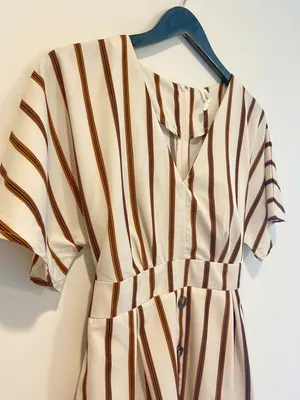 Boutique Cream, Brown And Black Striped Mini Dress thumbnail 2