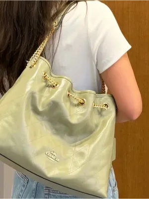 nwt coach Evelyn Shoulder Bag With Quilting gold/pistacho，cdr00 thumbnail 11