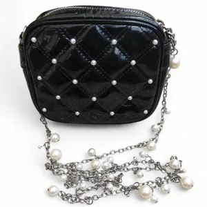 White House Black Market women’s Black Quilted Crossbody Bag with Pearl Accents thumbnail 1
