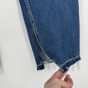 Free People Emmy Split Hem Boot Cut Jeans Size 31 Blue High Rise Raw Hem Boho thumbnail 8