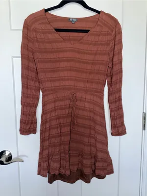 Lily Rose Brown Crinkle Long Sleeve Dress thumbnail 1