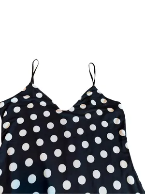 AFRM Black White Polka Dot Maxi Dress Side Slit V Neck Spotted Large Women's NWT thumbnail 2