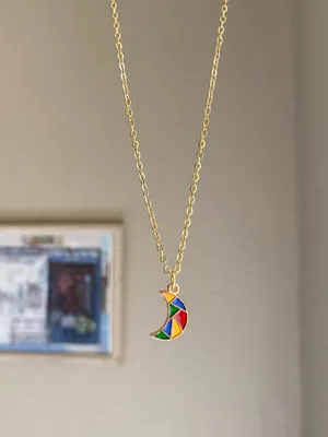 Handmade celestial whimsical retro simple moon necklace🌟 thumbnail 4