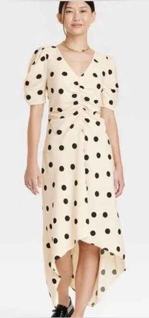 a new day Beige and Black Polka Dot High Low Dress thumbnail 1