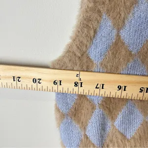 Sincerely Jules Tan and Blue V-Neck Argyle Sweater Vest thumbnail 5