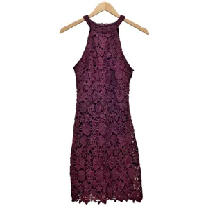 Lulus Love Poem Burgundy Lace Halter Mini Dress Size Small Valentine's Day Date thumbnail 2