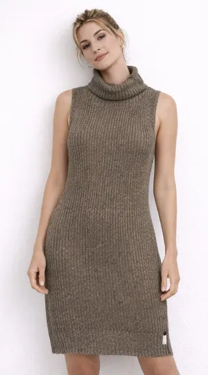 ONE TEASPOON Knit Metallic Turtleneck Mini Dress Gold Small‎ thumbnail 1