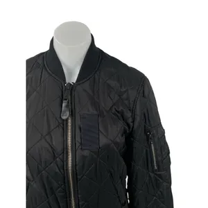 Alpha Industries MA-1 Diamond Black Quilted Long Sleeve Bomber Coat Jacket Sz S thumbnail 2