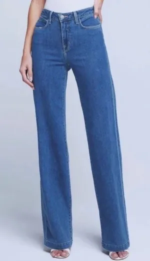 L’AGENCE Clayton‎ High Rise Wide Leg Jeans Size 30 Long Tall in Salina Blue thumbnail 1
