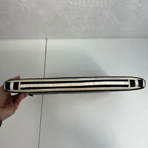 Kate Spade 13" Laptop Sleeve Black Cream Striped Nylon Zippered Case Padded Bag thumbnail 9