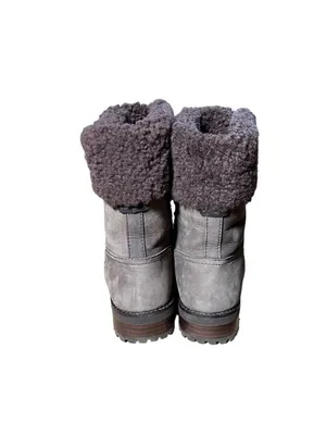 UGG Fraser Exposed Fur Stout Water-resistant Leather Combat Boots Size 7.5 Women thumbnail 11