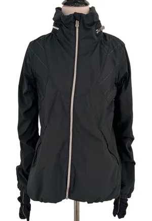 Lululemon Black Nylon Zip Up Ruched Back Detail Jacket Size 6 thumbnail 1