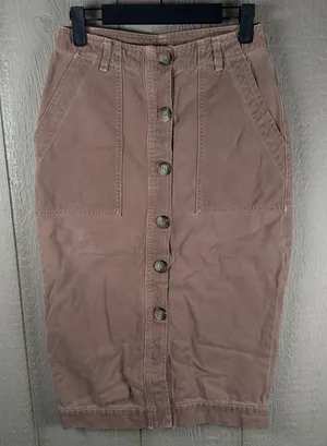 Free People Skirt Womens 6 Brown Midi Button Front Split Hem Boho Festival Chic thumbnail 1
