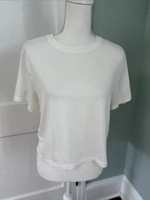 Rhoback Drift Performance Women's White Crewneck Short Sleeve Shirt Top Small thumbnail 1