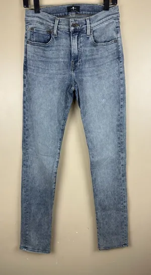 7 For All Mankind Women Skinny Jeans Light Blue Denim Mid Rise Size 26x30 thumbnail 1