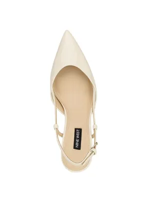 NWT Nine West Women’s Rhonda3 Kitten Heel Slingback Pumps Ivory Off White 6.5M thumbnail 2