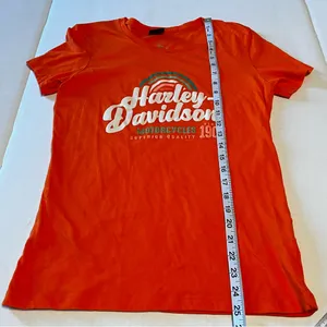 Harley Davidson Barnett El Paso Texas Women SZ Medium Orange‎ Short Sleeve Shirt thumbnail 8
