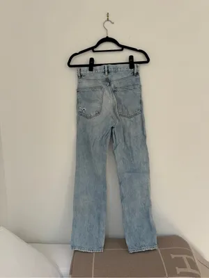 Zara Light Wash Distressed Straight-Leg Jeans thumbnail 3