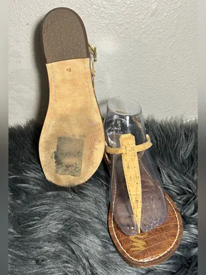 Sam Edelman Gigi Slingback Cork Brown Leather Sandals Size 8.5 thumbnail 8