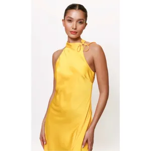 New! Hutch Mari Halter Midi Dress Yellow Daffodil Satin Sz Small‎ thumbnail 3
