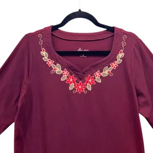 Denim And Co Tunic Top Blouse Maroon‎ Medium Red thumbnail 3