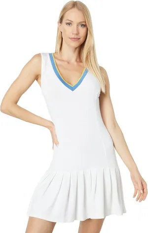 Monrow Womens Small White Sleeveless Tennis Dress Stretch Pleated Pickleball thumbnail 1