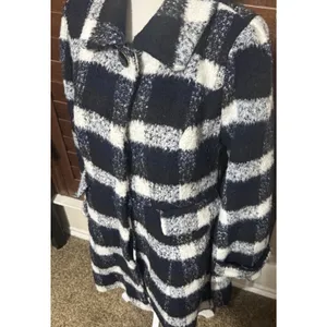 Modcloth Coat Black White Checked Ladylike Lately Wool-Blend Dress Sz L thumbnail 5