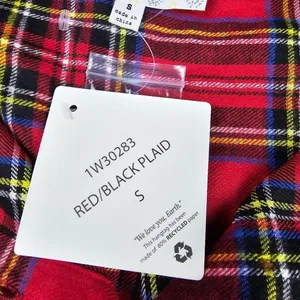 Hippie Rose -658 NWT Red Black Plaid Long Sleeve‎ Front Knot Button Down Shirt S thumbnail 8