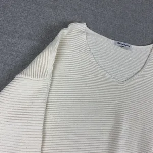 Tommy Bahama Sweater Womens L White Cotton V Neck Dolman Sleeve Knit Pullover thumbnail 5
