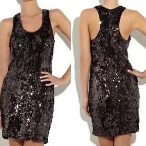 Vince Brown Sequin Shift Mini Dress Scoop Neck Racerback‎ Women’s Size 6 thumbnail 2