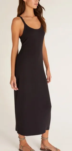 Z Supply Black Ribbed Midi Dress thumbnail 1