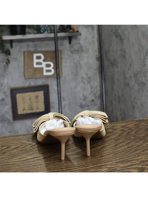 NWT On 34th Alaynaa Pointed-Toe Bow Mule Pumps 10022665500 Natural Brown 10M thumbnail 9