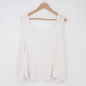Free People Tank Top Womens Medium White Ribbed Layered Hem Excellent thumbnail 6