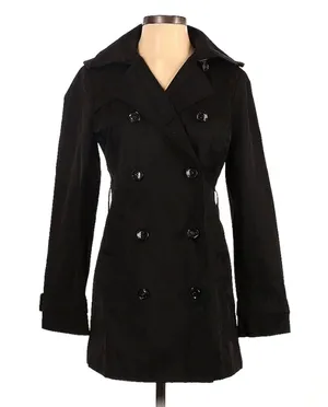 Michael Kors Black Double Breasted Trench Coat Womans XS Lightweight Jacket thumbnail 1