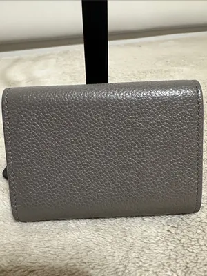 Saint Laurent Pebbled Leather Card Case in Taupe Gray thumbnail 3