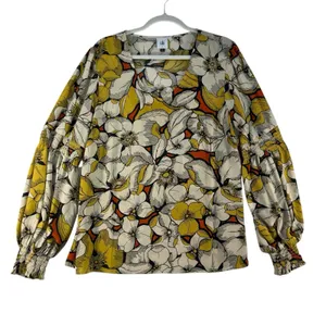 CAbi L Large‎ Sequel Blouse Floral V-Neck Smocked Poet Sleeves #3954 Women's thumbnail 3
