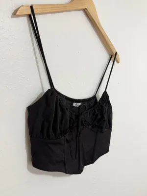 Garage Black Corset Milkmaid Cami Crop Top Women Medium thumbnail 2
