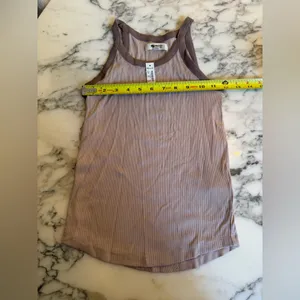 NWT Madewell bright side fitted tank top tan brown trim STUBBORN GREEN TAPE thumbnail 3
