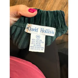 Vtg. dark green velvet striped midi skirt thumbnail 3