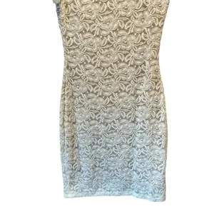 NWT‎ Belle Badgley Mischka Lace Floral Sequin Stretch Mini Dress White Nude thumbnail 8