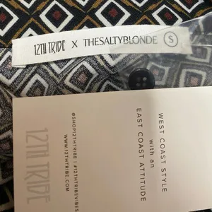 NEW 12th Tribe x TheSaltyBlonde Argyle Long Sleeve Button Up Shirt Top Size S thumbnail 3