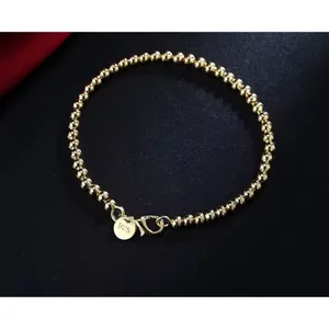 4mm Bead Ball Bracelet Minimalist Jewelry | Yellow Gold‎ Plated Sterling Silver thumbnail 9