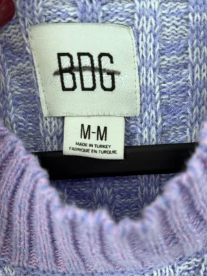 BDG Lavender and Blue Colorblock Waffle Crewneck Sweater thumbnail 3