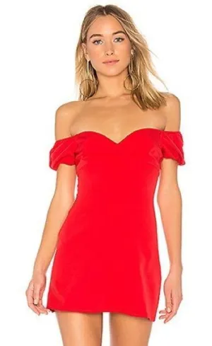 Majorelle Bridget Mini Dress Size Large Ruby Red Strapless Off the Shoulder thumbnail 1