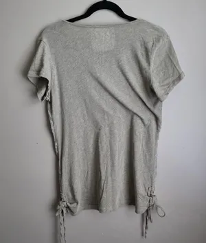 Ruff Hewn Light Gray Floral Short Sleeve Top thumbnail 2